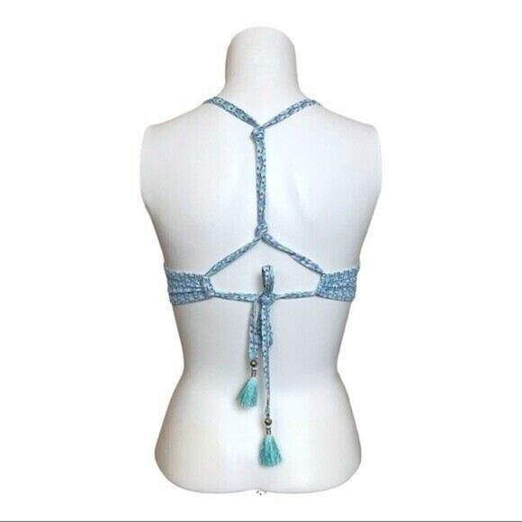 Victoria’s Secret The Fabulous Bikini Top Paisley Size 36C Tassel Swim Top - Picture 2 of 7